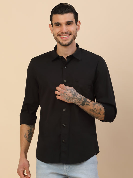 Men's Stylish Solid Casual Shirt | Regular Fit | Full Sleeve | Cotton Blend | Smart Casual Wear