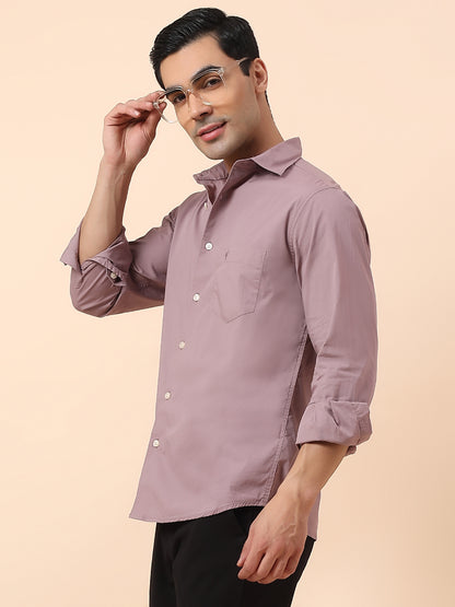 Casual Shirt for Men | Breathable & Soft with Color Fastness Slim Fit Spread Collar Cotton Blend Fabric Solid Pattern