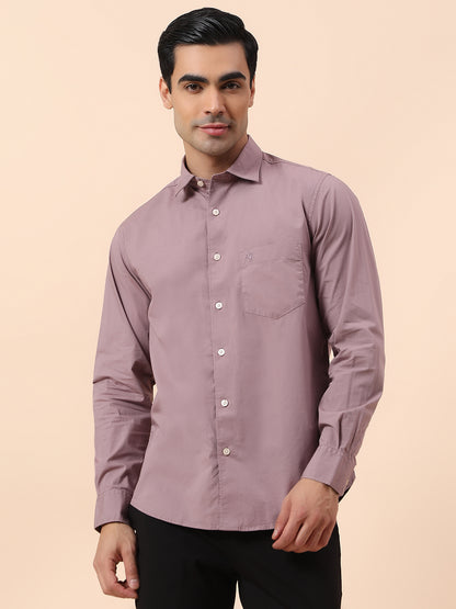 Casual Shirt for Men | Breathable & Soft with Color Fastness Slim Fit Spread Collar Cotton Blend Fabric Solid Pattern