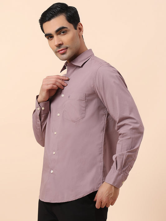 Casual Shirt for Men | Breathable & Soft with Color Fastness Slim Fit Spread Collar Cotton Blend Fabric Solid Pattern