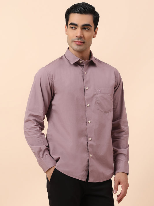 Casual Shirt for Men | Breathable & Soft with Color Fastness Slim Fit Spread Collar Cotton Blend Fabric Solid Pattern