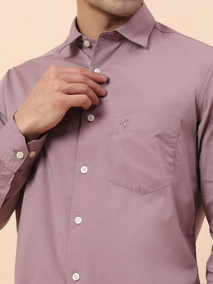 Casual Shirt for Men | Breathable & Soft with Color Fastness Slim Fit Spread Collar Cotton Blend Fabric Solid Pattern