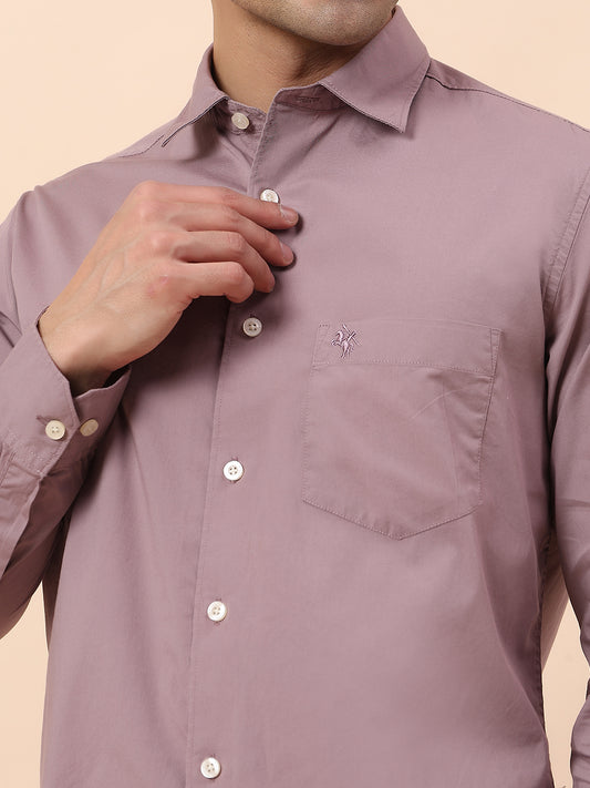 Casual Shirt for Men | Breathable & Soft with Color Fastness Slim Fit Spread Collar Cotton Blend Fabric Solid Pattern