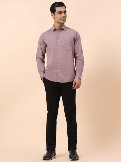 Casual Shirt for Men | Breathable & Soft with Color Fastness Slim Fit Spread Collar Cotton Blend Fabric Solid Pattern