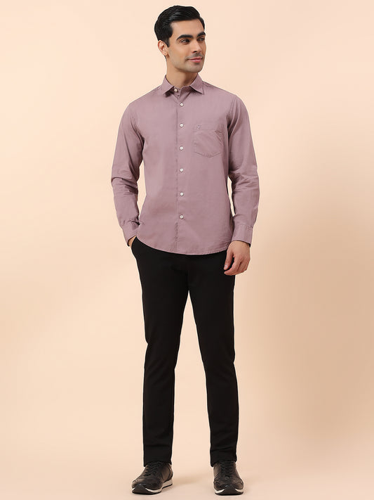 Casual Shirt for Men | Breathable & Soft with Color Fastness Slim Fit Spread Collar Cotton Blend Fabric Solid Pattern
