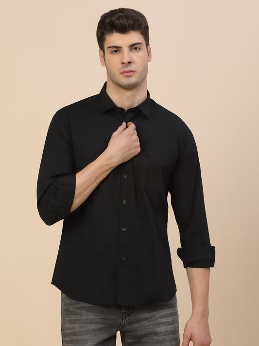Casual Shirt for Men | Breathable & Soft with Color Fastness Regular Fit Spread Collar Neck Cotton Blend Fabric Solid Pattern