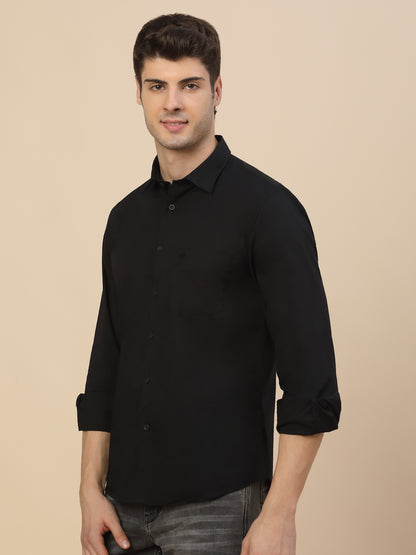 Casual Shirt for Men | Breathable & Soft with Color Fastness Regular Fit Spread Collar Neck Cotton Blend Fabric Solid Pattern