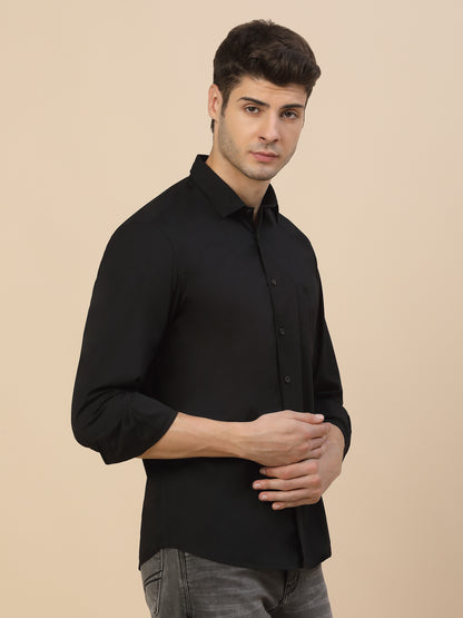 Casual Shirt for Men | Breathable & Soft with Color Fastness Regular Fit Spread Collar Neck Cotton Blend Fabric Solid Pattern