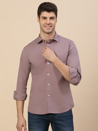 Casual Shirt for Men | Breathable & Soft with Color Fastness Regular Fit Spread Collar Neck Cotton Blend Fabric Solid Pattern