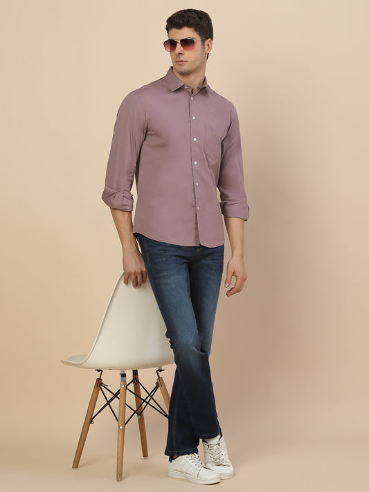 Casual Shirt for Men | Breathable & Soft with Color Fastness Regular Fit Spread Collar Neck Cotton Blend Fabric Solid Pattern