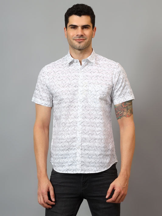 Casual Shirt for Men | Breathable & Soft with Color Fastness Regular Fit Spread Collar Neck Cotton Fabric Printed Pattern