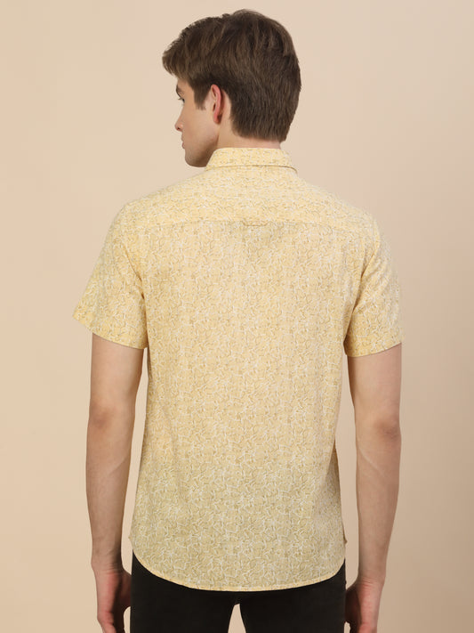 Casual Shirt for Men | Breathable & Soft with Color Fastness Regular Fit Spread Collar Neck Cotton Fabric Printed Pattern