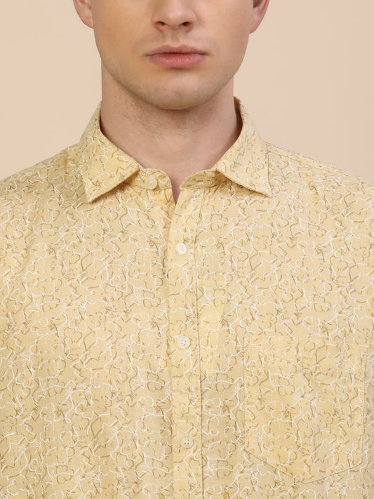 Casual Shirt for Men | Breathable & Soft with Color Fastness Regular Fit Spread Collar Neck Cotton Fabric Printed Pattern