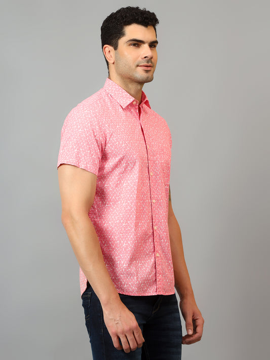 Casual Shirt for Men | Breathable & Soft with Color Fastness Regular Fit Spread Collar Neck Cotton Fabric Printed Pattern