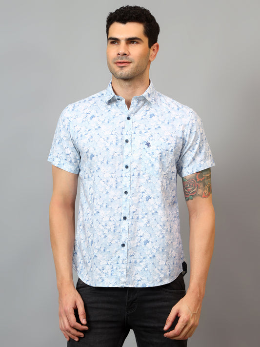 Casual Shirt for Men | Breathable & Soft with Color Fastness Regular Fit Spread Collar Neck Cotton Fabric Printed Pattern