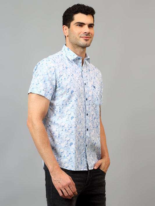 Casual Shirt for Men | Breathable & Soft with Color Fastness Regular Fit Spread Collar Neck Cotton Fabric Printed Pattern