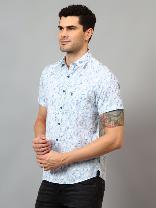 Casual Shirt for Men | Breathable & Soft with Color Fastness Regular Fit Spread Collar Neck Cotton Fabric Printed Pattern