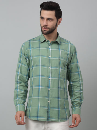 Men's Green Casual Big Checks Full Sleeve Shirt