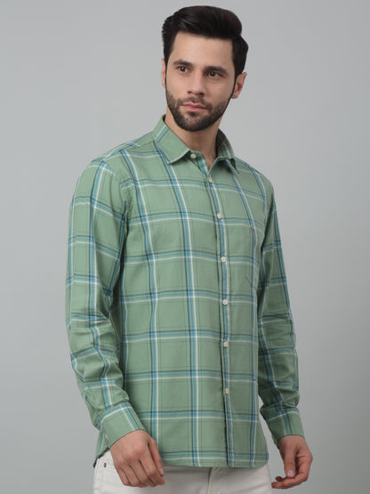 Men's Green Casual Big Checks Full Sleeve Shirt