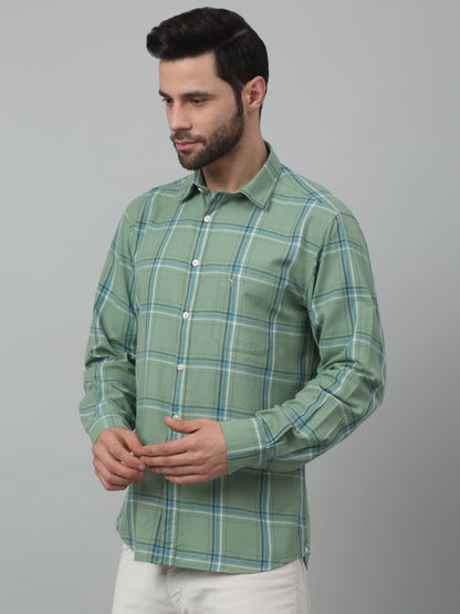 Men's Green Casual Big Checks Full Sleeve Shirt