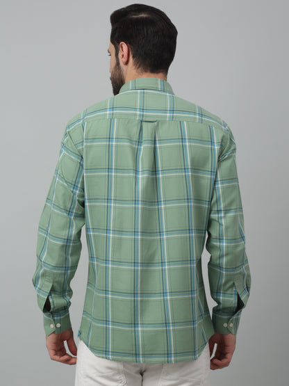 Men's Green Casual Big Checks Full Sleeve Shirt