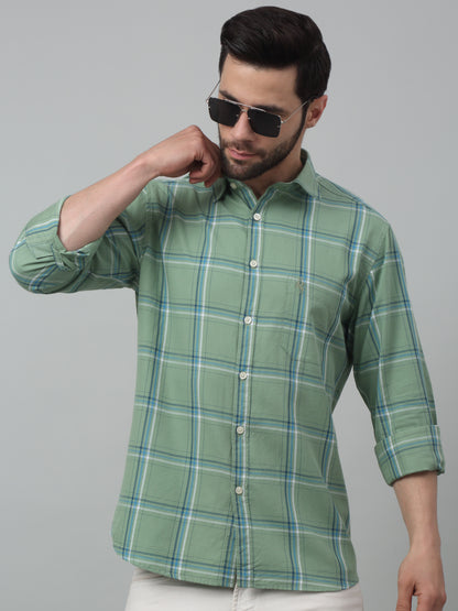 Men's Green Casual Big Checks Full Sleeve Shirt