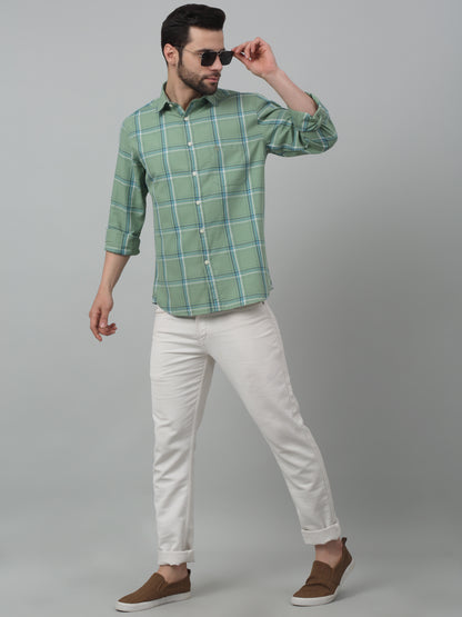 Men's Green Casual Big Checks Full Sleeve Shirt