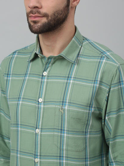 Men's Green Casual Big Checks Full Sleeve Shirt