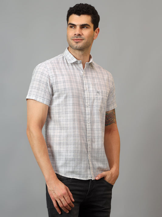 Casual Shirt for Men | Breathable & Soft with Color Fastness Regular Fit Spread Collar Neck Cotton Fabric Checkered Pattern