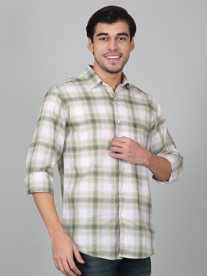 Casual Shirt for Men | Breathable & Soft with Color Fastness Regular Fit Spread Collar Neck Cotton Linen Fabric Checkered Pattern