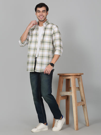 Casual Shirt for Men | Breathable & Soft with Color Fastness Regular Fit Spread Collar Neck Cotton Linen Fabric Checkered Pattern