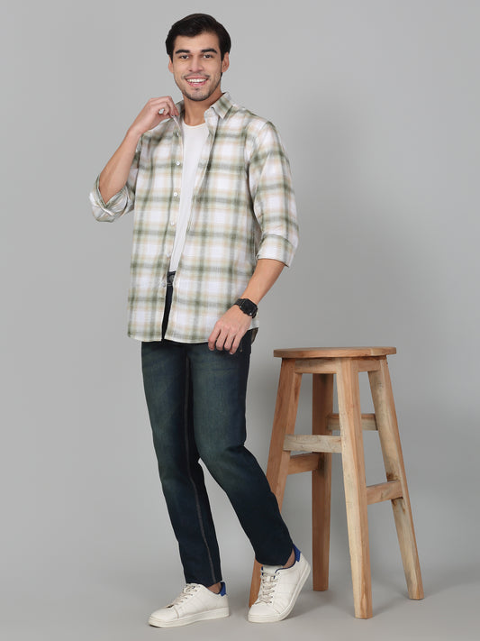 Casual Shirt for Men | Breathable & Soft with Color Fastness Regular Fit Spread Collar Neck Cotton Linen Fabric Checkered Pattern