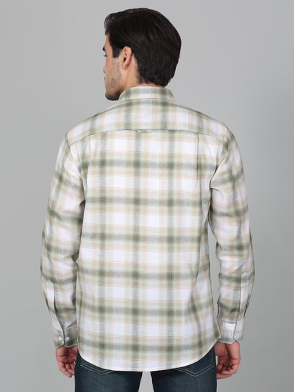 Casual Shirt for Men | Breathable & Soft with Color Fastness Regular Fit Spread Collar Neck Cotton Linen Fabric Checkered Pattern