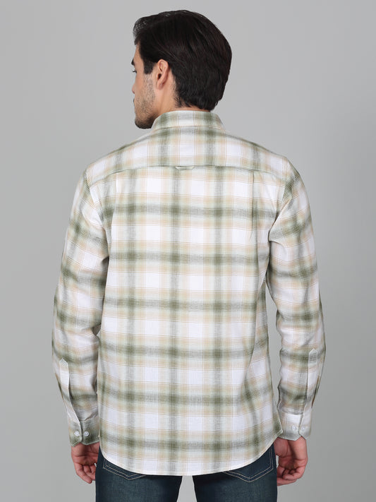 Casual Shirt for Men | Breathable & Soft with Color Fastness Regular Fit Spread Collar Neck Cotton Linen Fabric Checkered Pattern