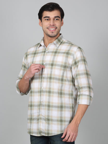 Casual Shirt for Men | Breathable & Soft with Color Fastness Regular Fit Spread Collar Neck Cotton Linen Fabric Checkered Pattern