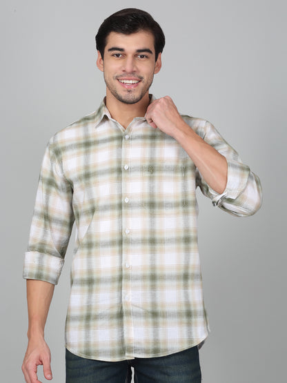 Casual Shirt for Men | Breathable & Soft with Color Fastness Regular Fit Spread Collar Neck Cotton Linen Fabric Checkered Pattern