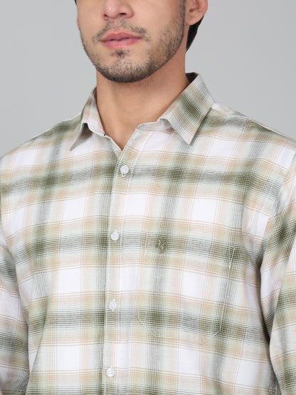 Casual Shirt for Men | Breathable & Soft with Color Fastness Regular Fit Spread Collar Neck Cotton Linen Fabric Checkered Pattern