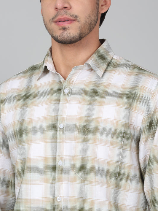 Casual Shirt for Men | Breathable & Soft with Color Fastness Regular Fit Spread Collar Neck Cotton Linen Fabric Checkered Pattern