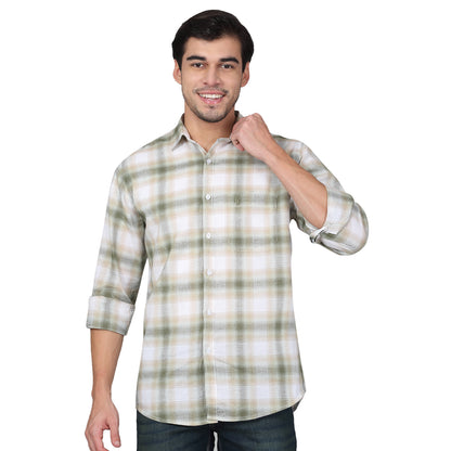 Casual Shirt for Men | Breathable & Soft with Color Fastness Regular Fit Spread Collar Neck Cotton Linen Fabric Checkered Pattern