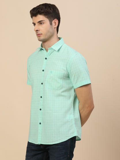 Casual Shirt for Men | Breathable & Soft with Color Fastness Regular Fit Spread Collar Neck Cotton Fabric Check Pattern