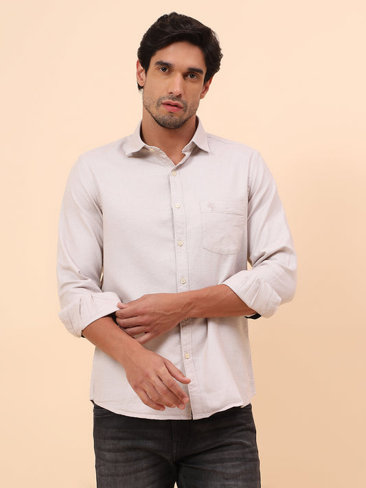 Casual Shirt for Men | Breathable & Soft with Color Fastness Slim Fit Cotton Fabric Self Design Pattern