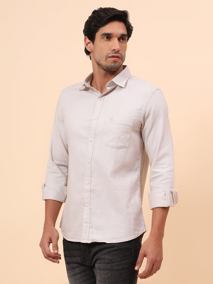 Casual Shirt for Men | Breathable & Soft with Color Fastness Slim Fit Cotton Fabric Self Design Pattern