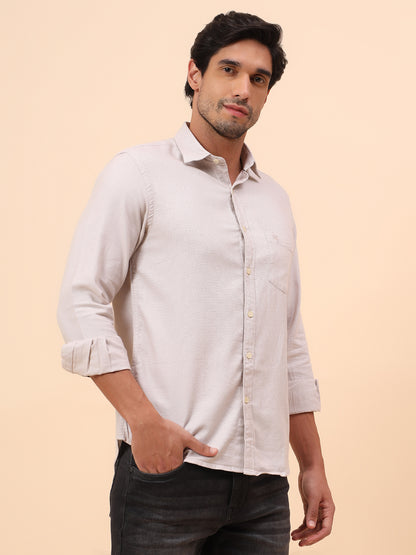 Casual Shirt for Men | Breathable & Soft with Color Fastness Slim Fit Cotton Fabric Self Design Pattern