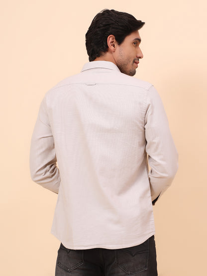 Casual Shirt for Men | Breathable & Soft with Color Fastness Slim Fit Cotton Fabric Self Design Pattern