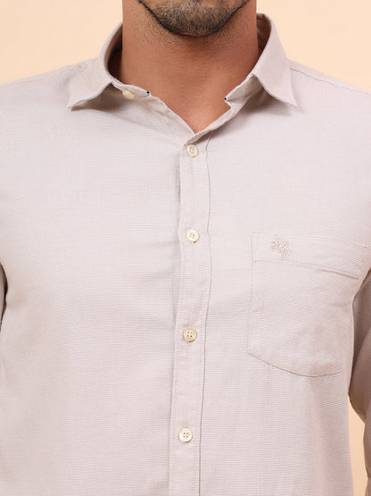 Casual Shirt for Men | Breathable & Soft with Color Fastness Slim Fit Cotton Fabric Self Design Pattern