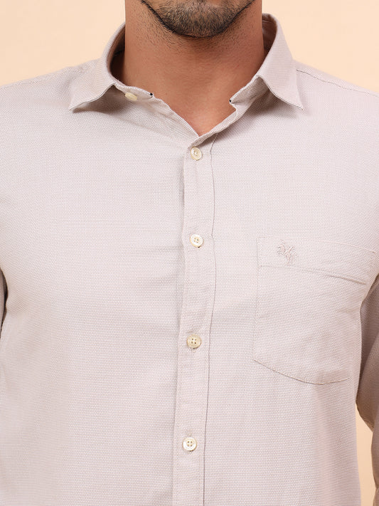 Casual Shirt for Men | Breathable & Soft with Color Fastness Slim Fit Cotton Fabric Self Design Pattern