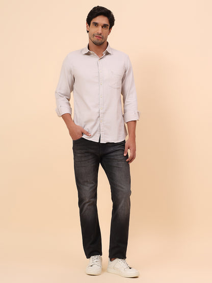 Casual Shirt for Men | Breathable & Soft with Color Fastness Slim Fit Cotton Fabric Self Design Pattern