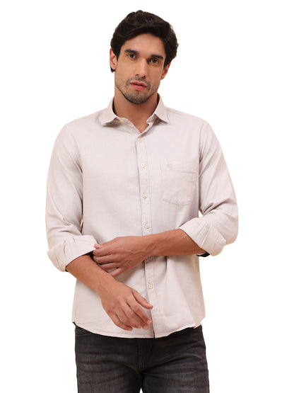 Casual Shirt for Men | Breathable & Soft with Color Fastness Slim Fit Cotton Fabric Self Design Pattern