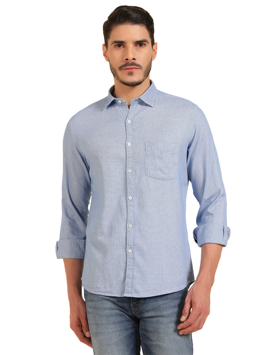 Casual Shirt for Men | Breathable & Soft with Color Fastness Regular Fit Cotton Fabric Self Design Pattern