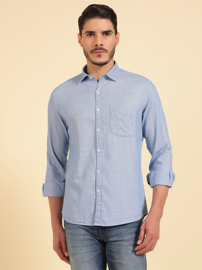 Casual Shirt for Men | Breathable & Soft with Color Fastness Regular Fit Cotton Fabric Self Design Pattern